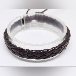 Men's Bracelet Leather Braided Brown New‎ f40
